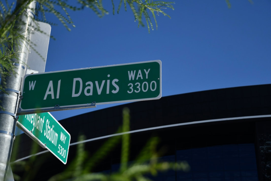 Allegiant Stadium gets its own street address sign Al Davis Way & Al Giant Way Las Vegas, NV JediRIch.com