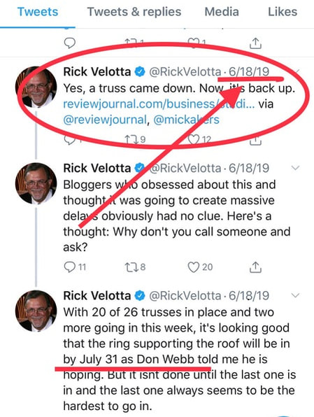 Rick Velotta twitter tweets stadium delay